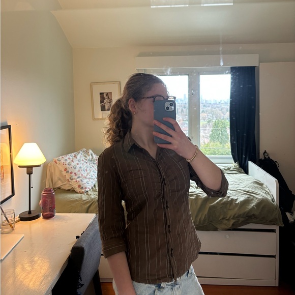 The North Face Tops - The North Face Brown Shirt with Red Accents
